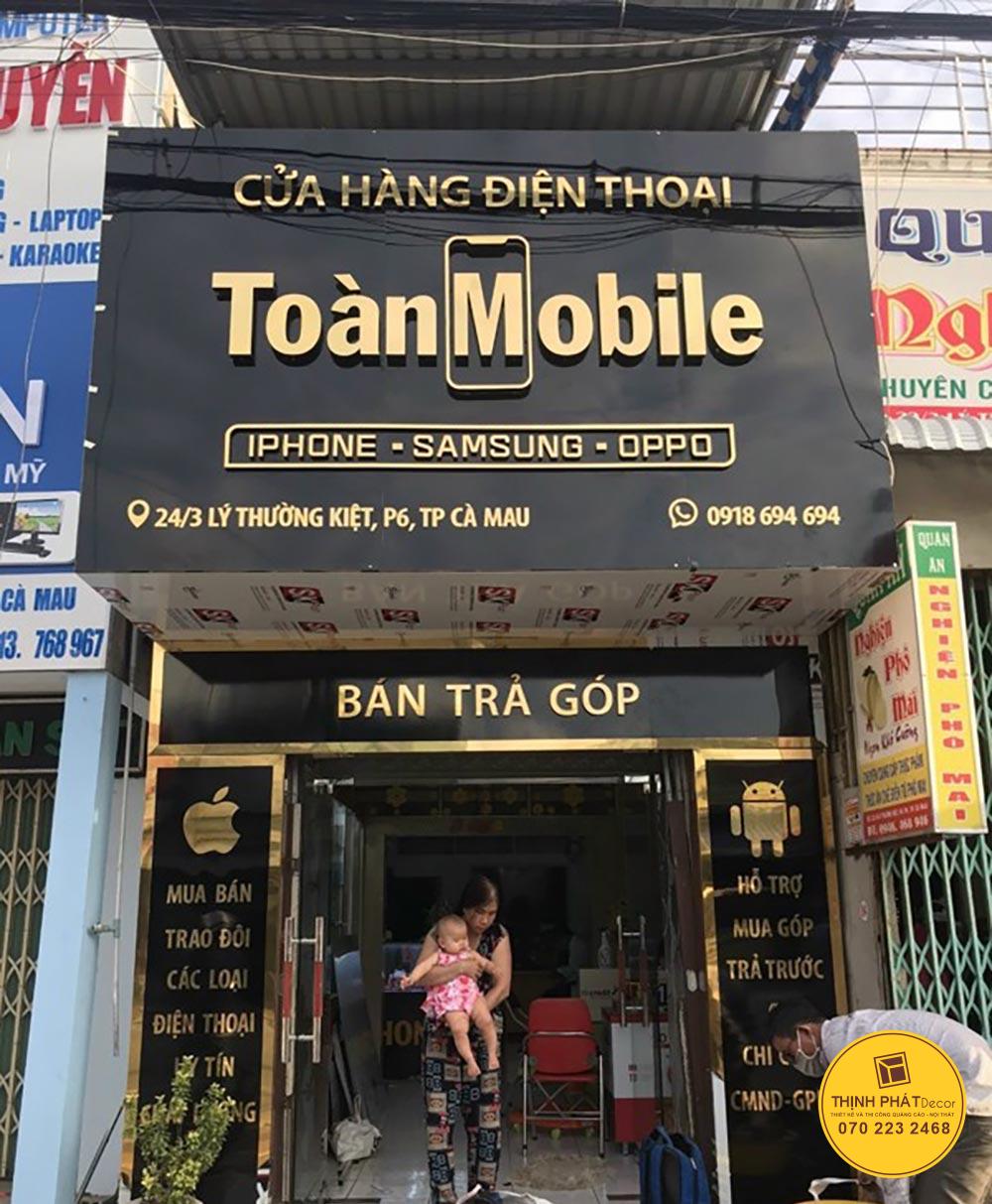 Làm bảng hiệu alu cho cửa hàng điện thoại tại Cà Mau