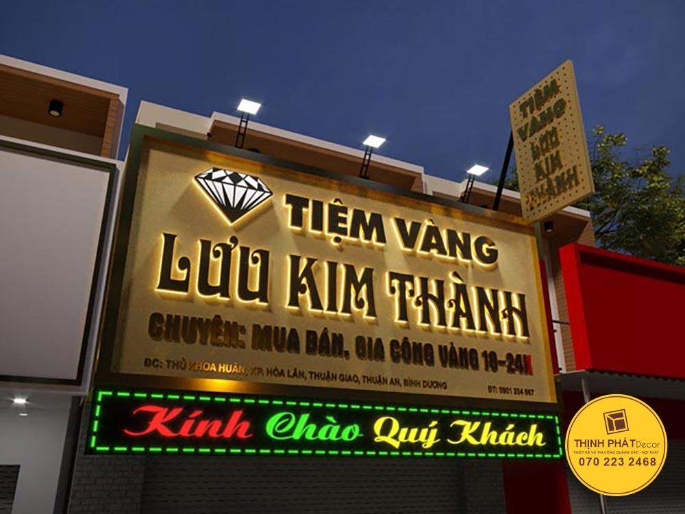 Thiết kế bảng hiệu quảng cáo Tiệm vàng Lưu Kim Thành