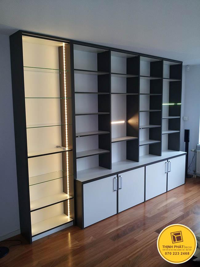 Mẫu tủ kệ gỗ trưng bày sản phẩm đẹp