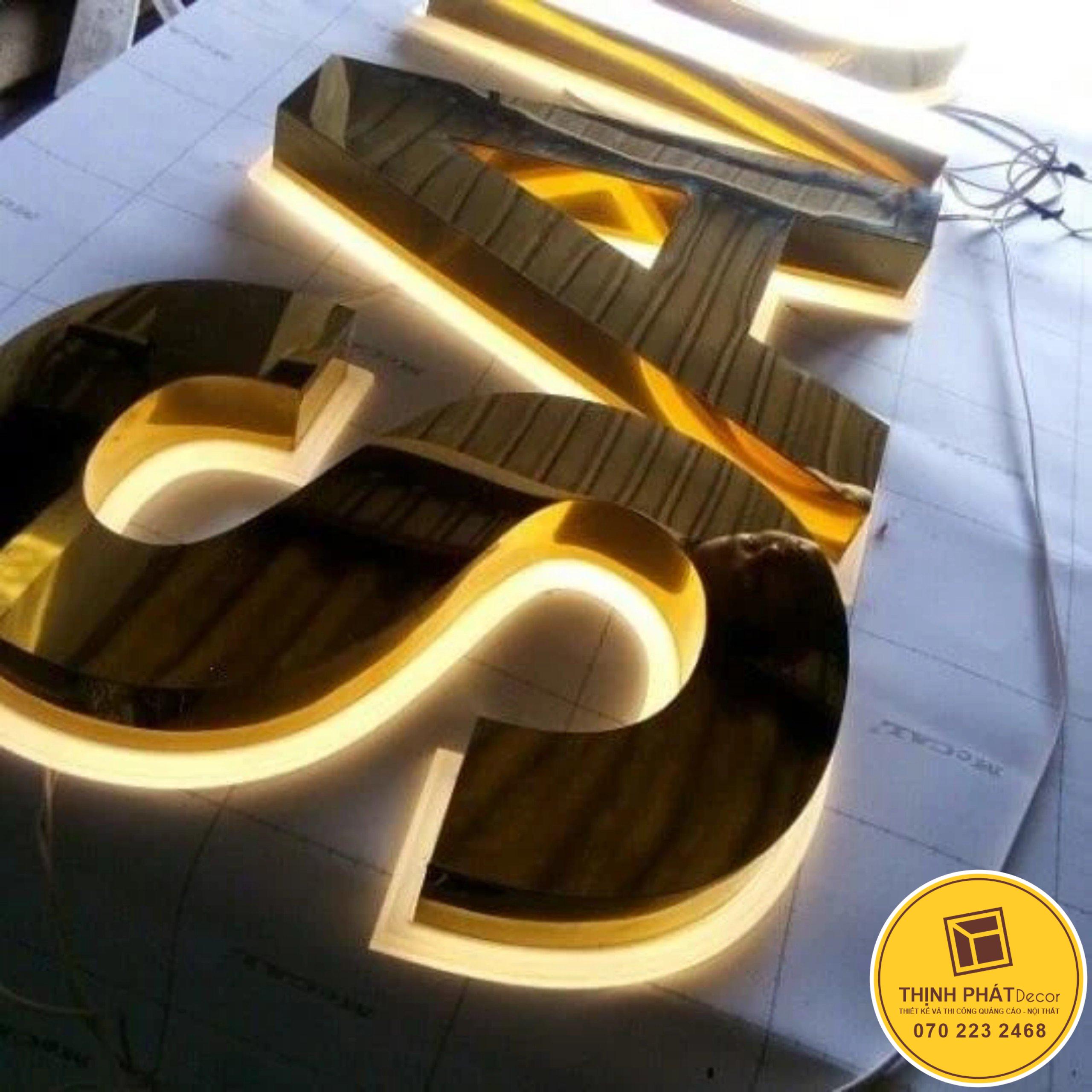 chữ nổi inox vàng xước